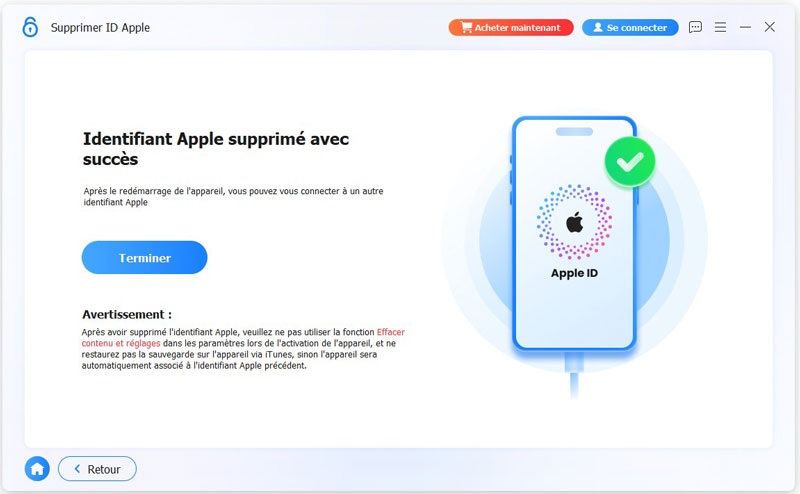 Suppression du code d'accès de l'identifiant Apple