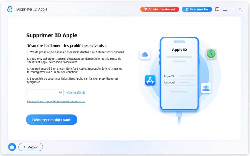 Connecter l'appareil à supprimer