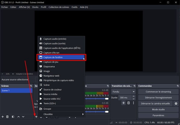 Ajouter une scène sur OBS