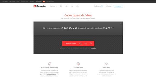 Convertir MTS en MP4 avec Convertio