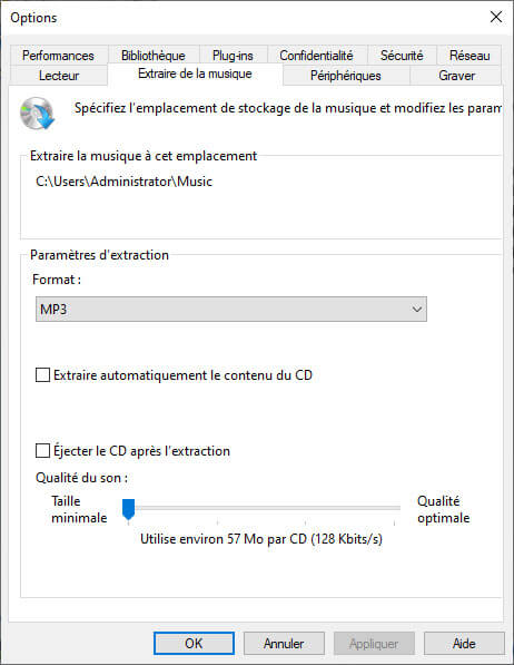 Extraire de la musique MP3 avec Windows Media Player