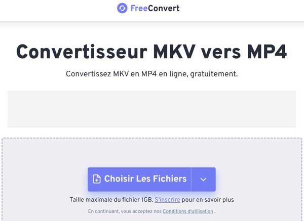 FreeConvert, convertisseur MKV en MP4