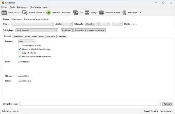 Convertir fichier MTS en MP4 gratuit avec HandBrake