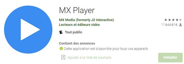 Lecteur MKV : MX Player
