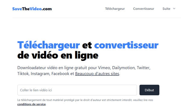 Interface de SaveTheVideo