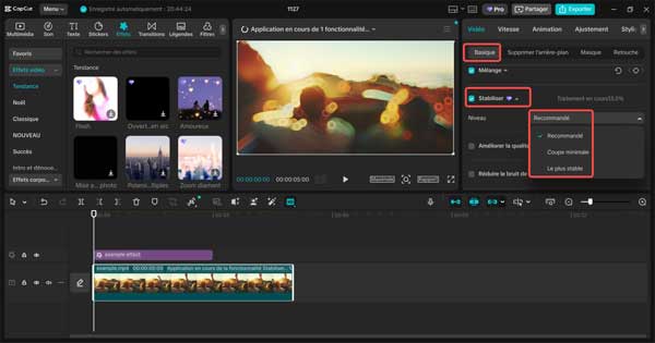 Stabiliser une vidéo avec CapCut