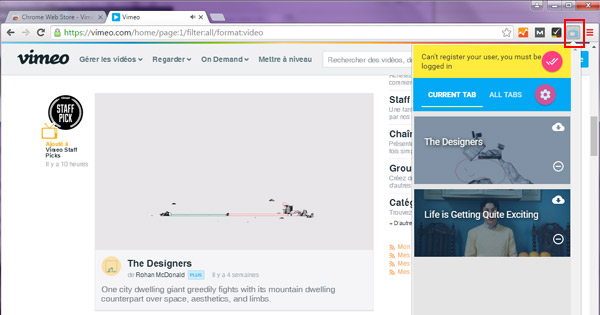 Télécharger les vidéos Vimeo avec l'extension Chrome