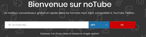 Convertir YouTube en MP3 avec noTube