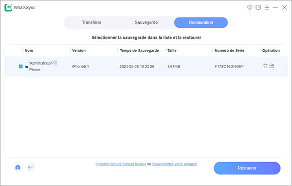 Choisir la sauvegarde WhatsApp